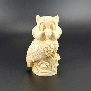 Vintage A. Santini Small Carved Owl Figurine Italy